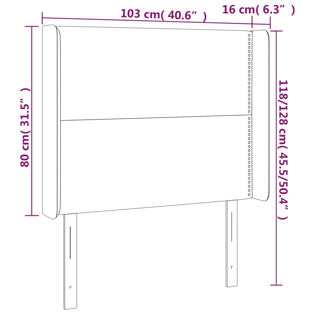 vidaXL Kopfteil mit Ohren Hellgrau 103x16x118/128 cm Samt