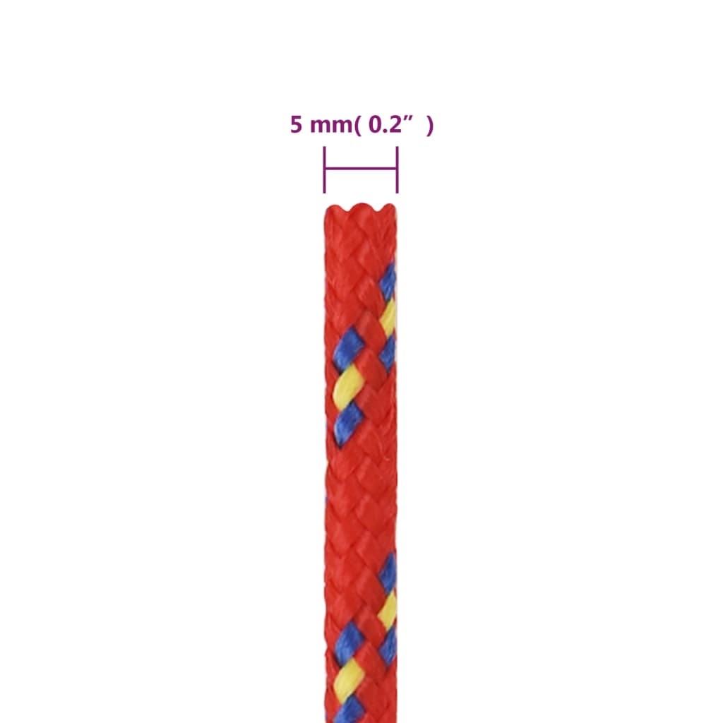 vidaXL Bootsseil Rot 5 mm 250 m Polypropylen