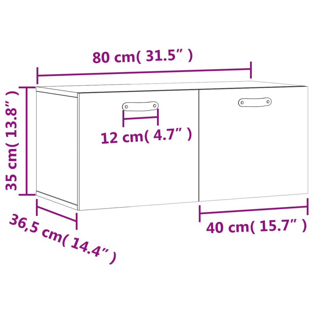 vidaXL Wandschrank Grau Sonoma 80x36,5x35 cm Holzwerkstoff