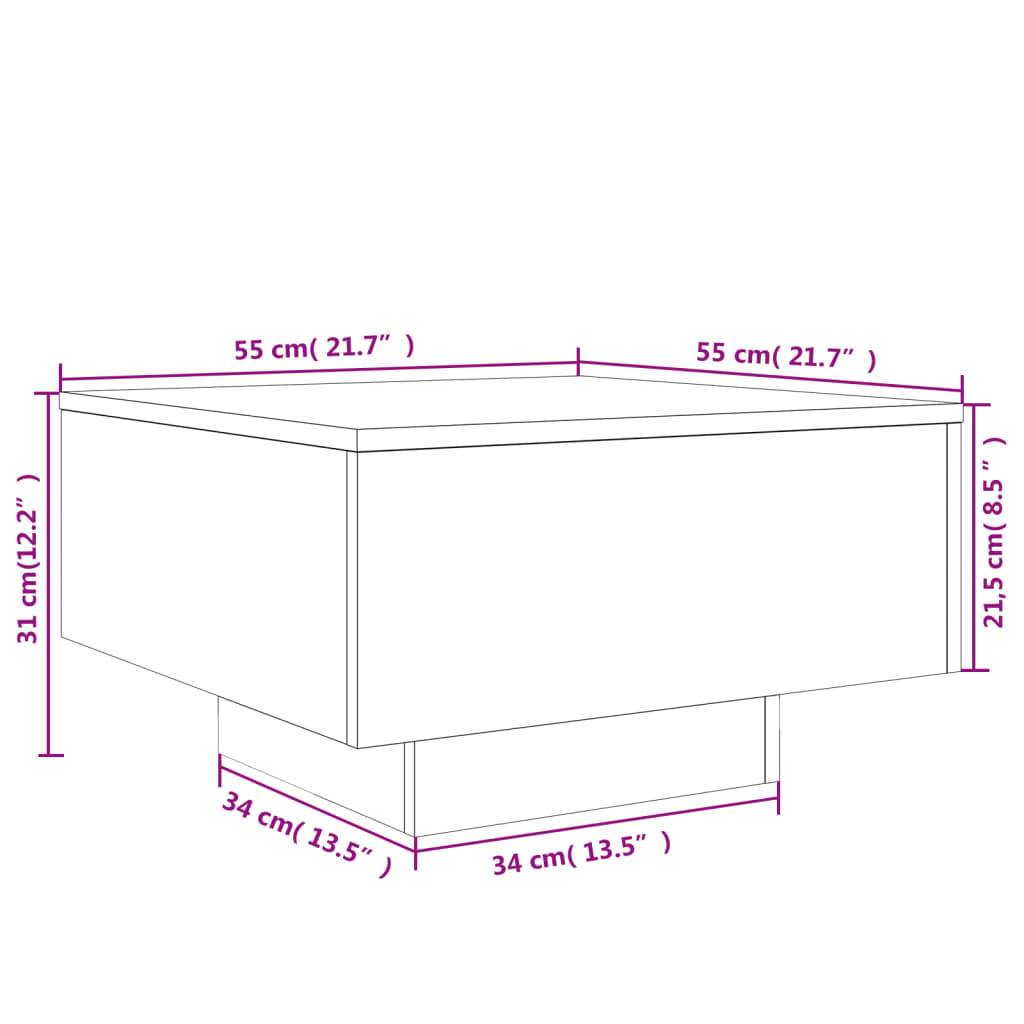 vidaXL Couchtisch Braun Eichen-Optik 55x55x31 cm Holzwerkstoff