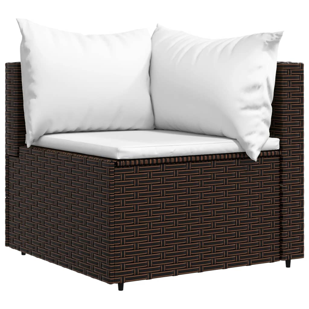 vidaXL 3-tlg. Garten-Lounge-Set mit Kissen Braun Poly Rattan