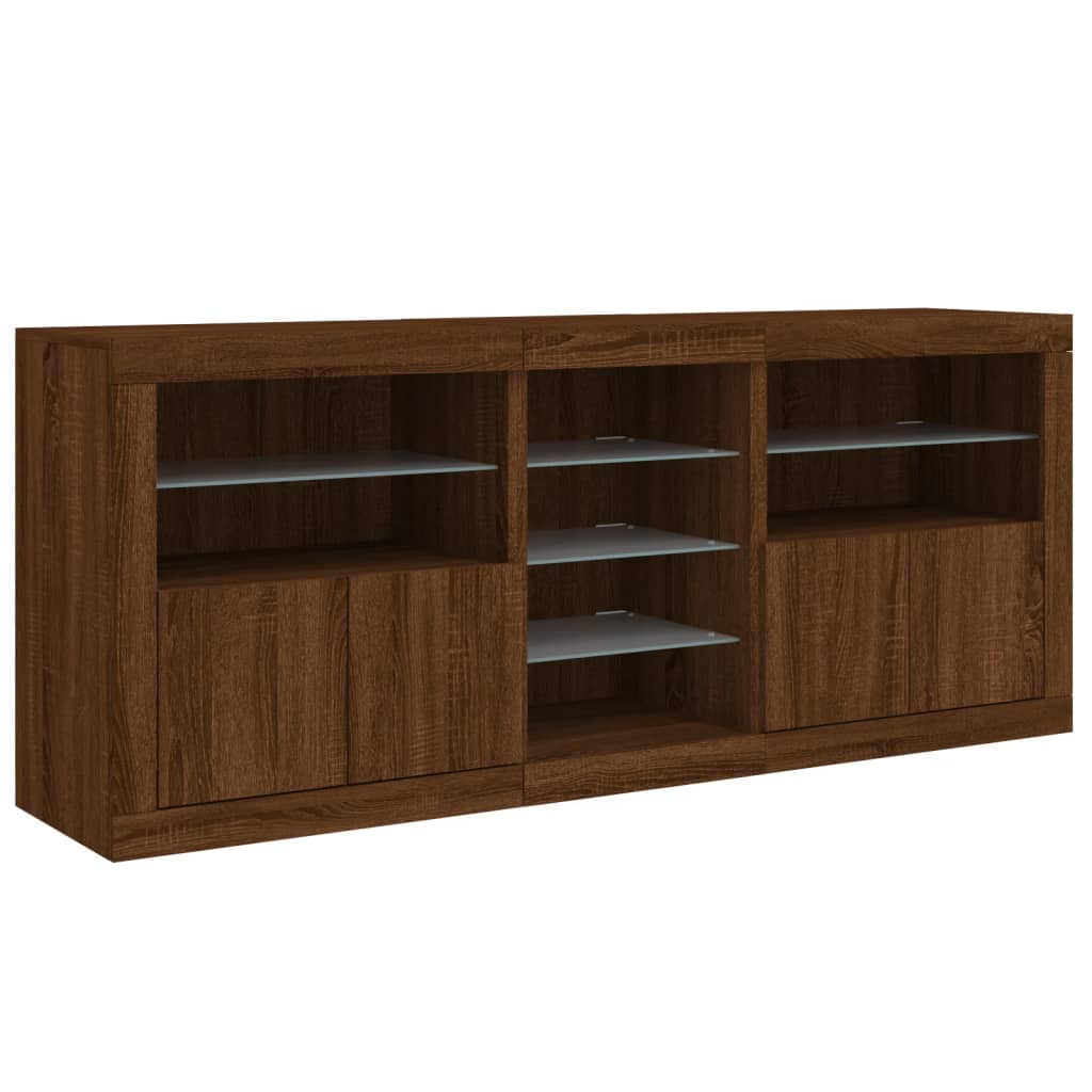 vidaXL Sideboard mit LED-Leuchten Braun Eichen-Optik 162x37x67 cm