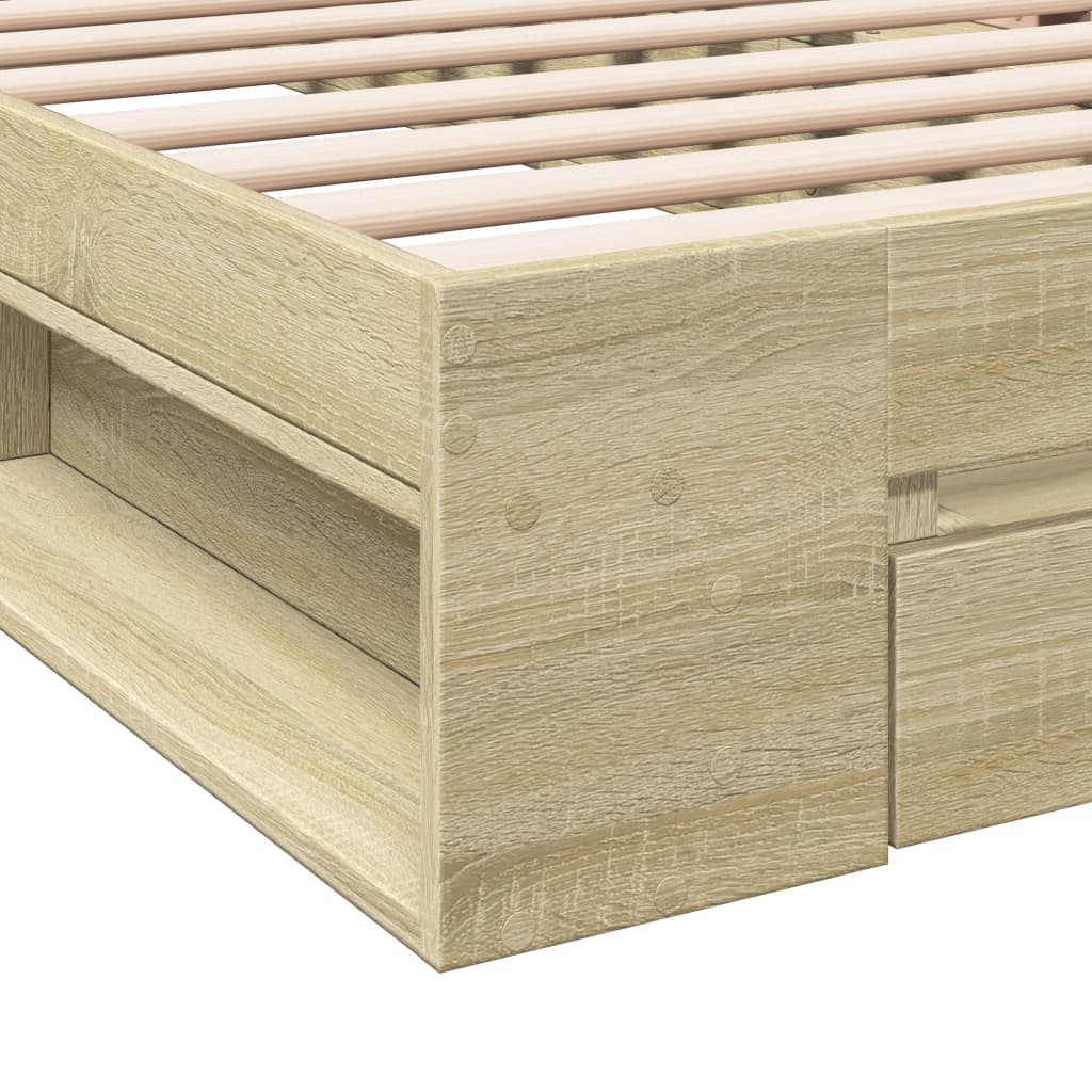 vidaXL Bettgestell mit Schublade Sonoma-Eiche 90x190 cm Holzwerkstoff