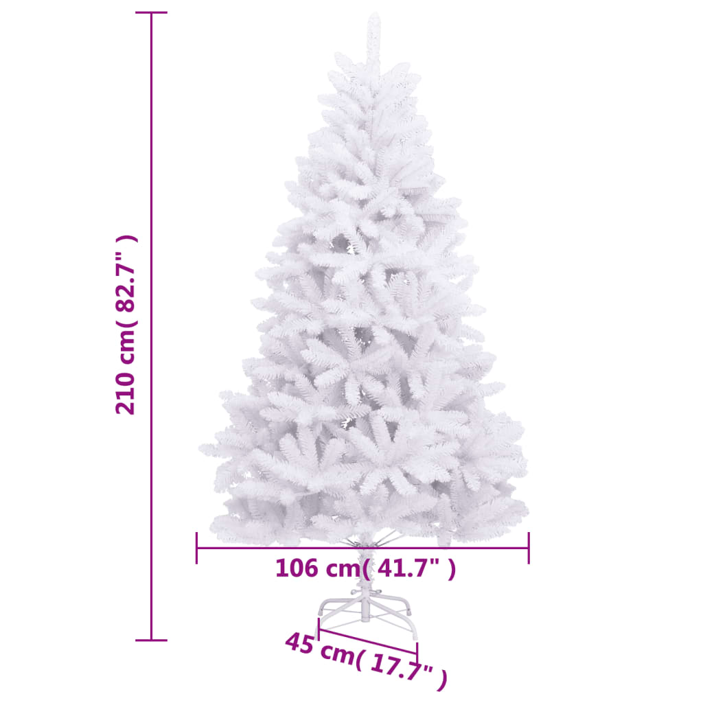 vidaXL Künstlicher Weihnachtsbaum Klappbar mit Ständer Weiß 210 cm