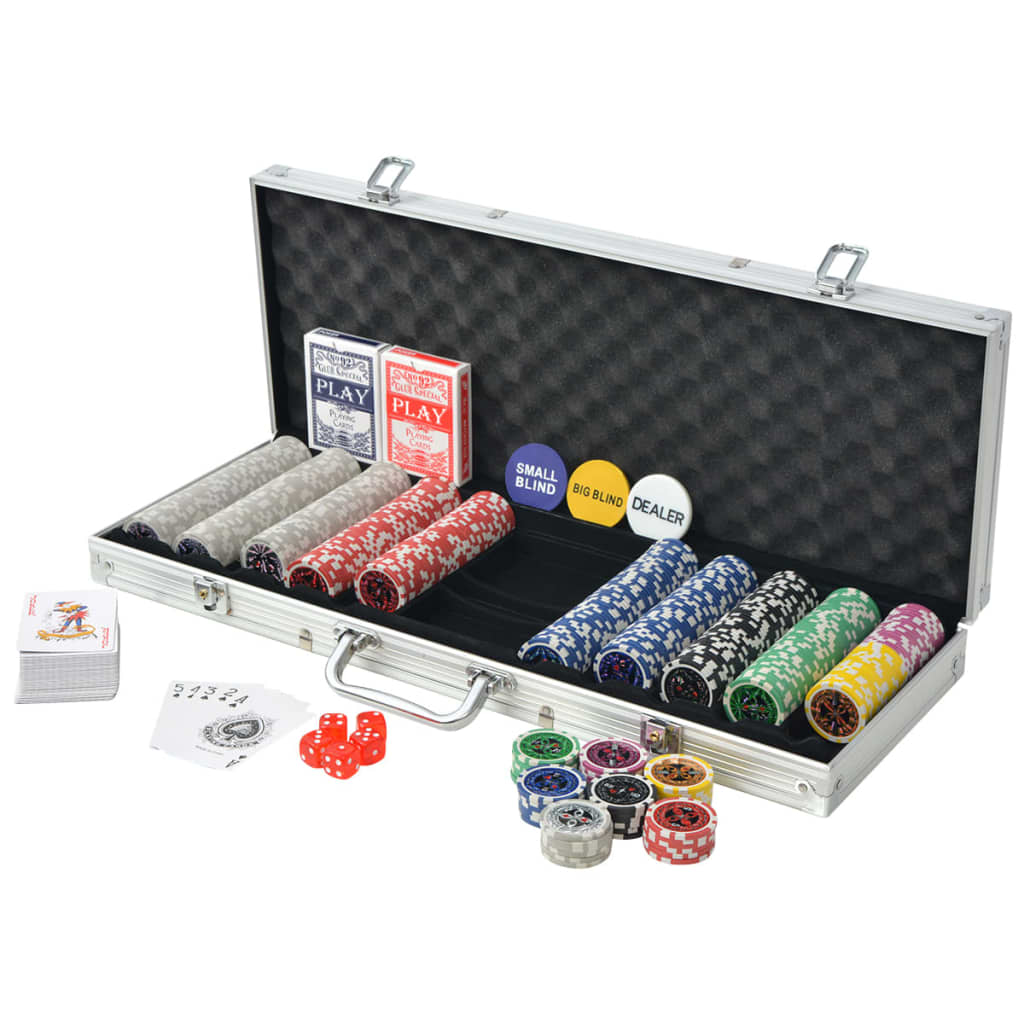 vidaXL Poker Set mit 500 Laserchips Aluminium