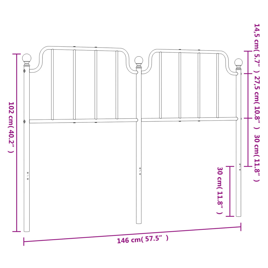 vidaXL Kopfteil Metall Weiß 140 cm