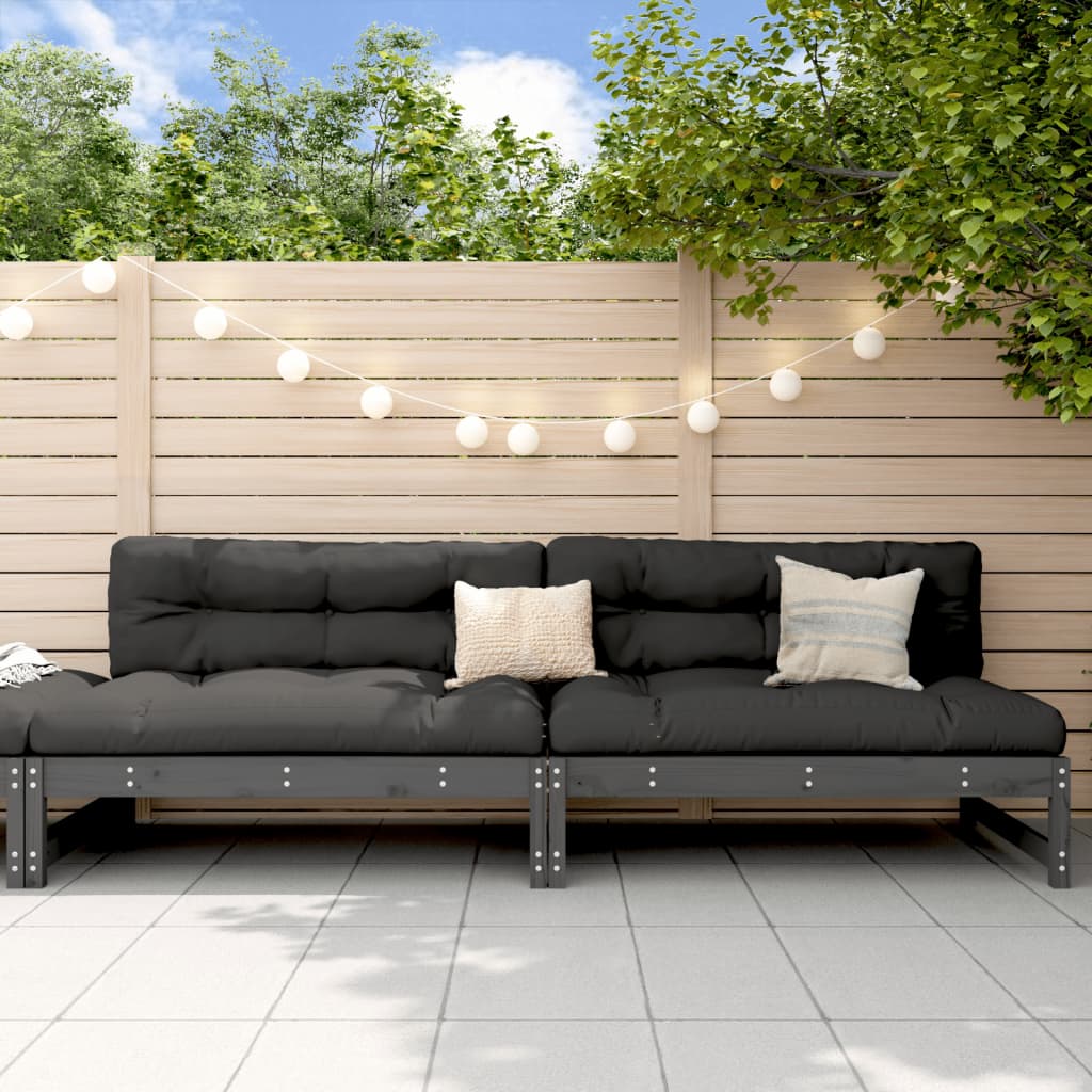 vidaXL Garten-Mittelsofas 2 Stk. Grau 120x80 cm Massivholz Kiefer