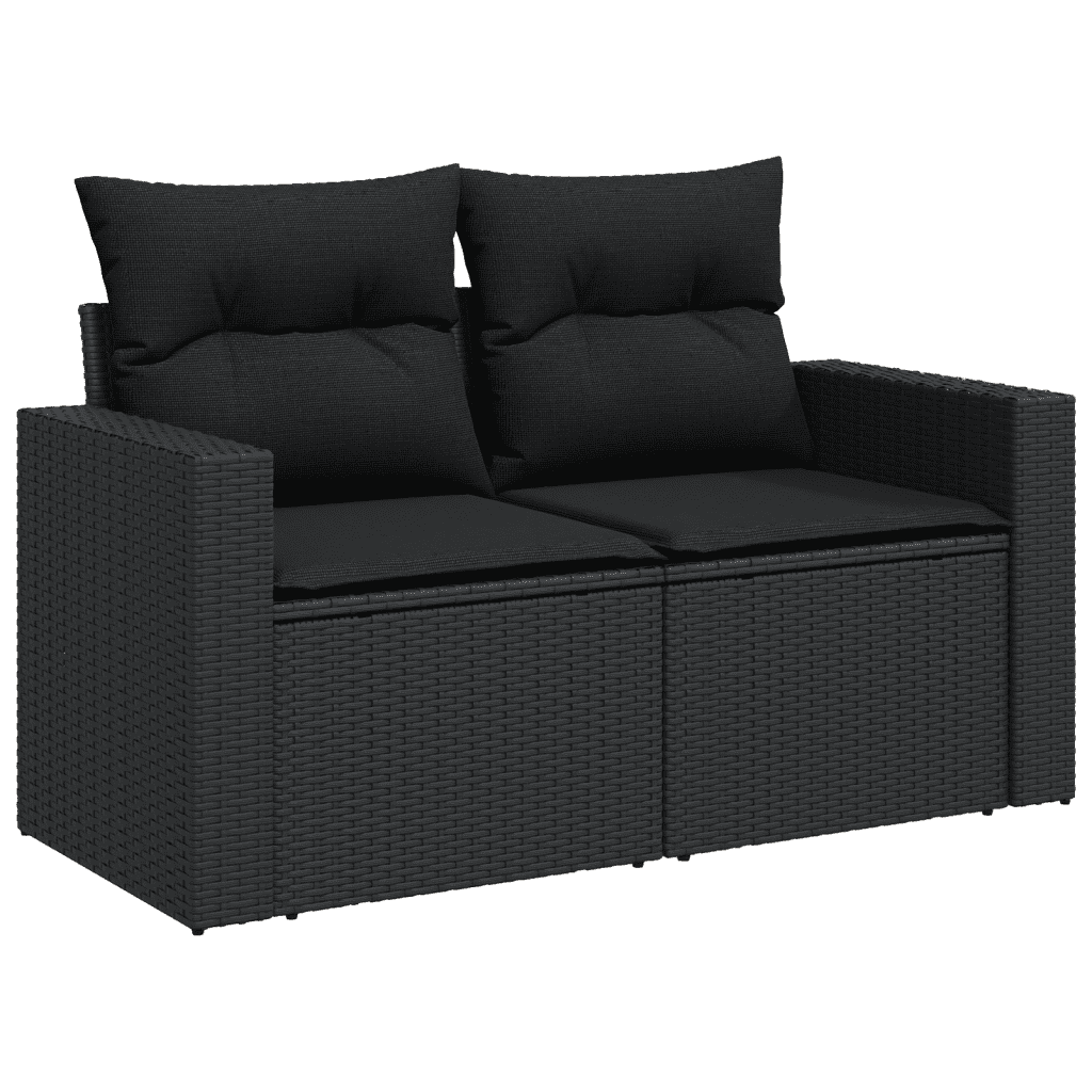 vidaXL 6-tlg. Garten-Sofagarnitur mit Kissen Schwarz Poly Rattan