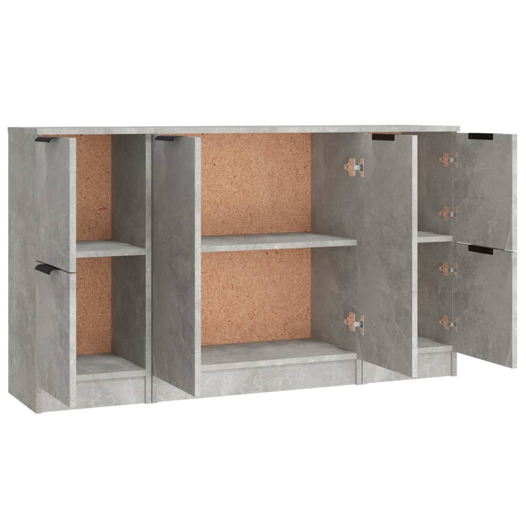 vidaXL Sideboards 3 Stk. Betongrau Holzwerkstoff