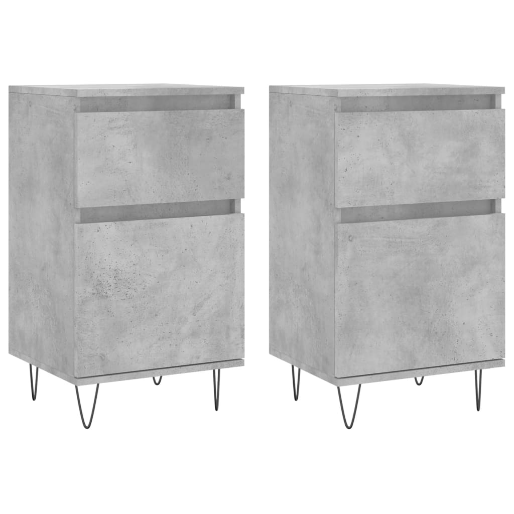 vidaXL Sideboards 2 Stk. Betongrau 40x35x70 cm Holzwerkstoff