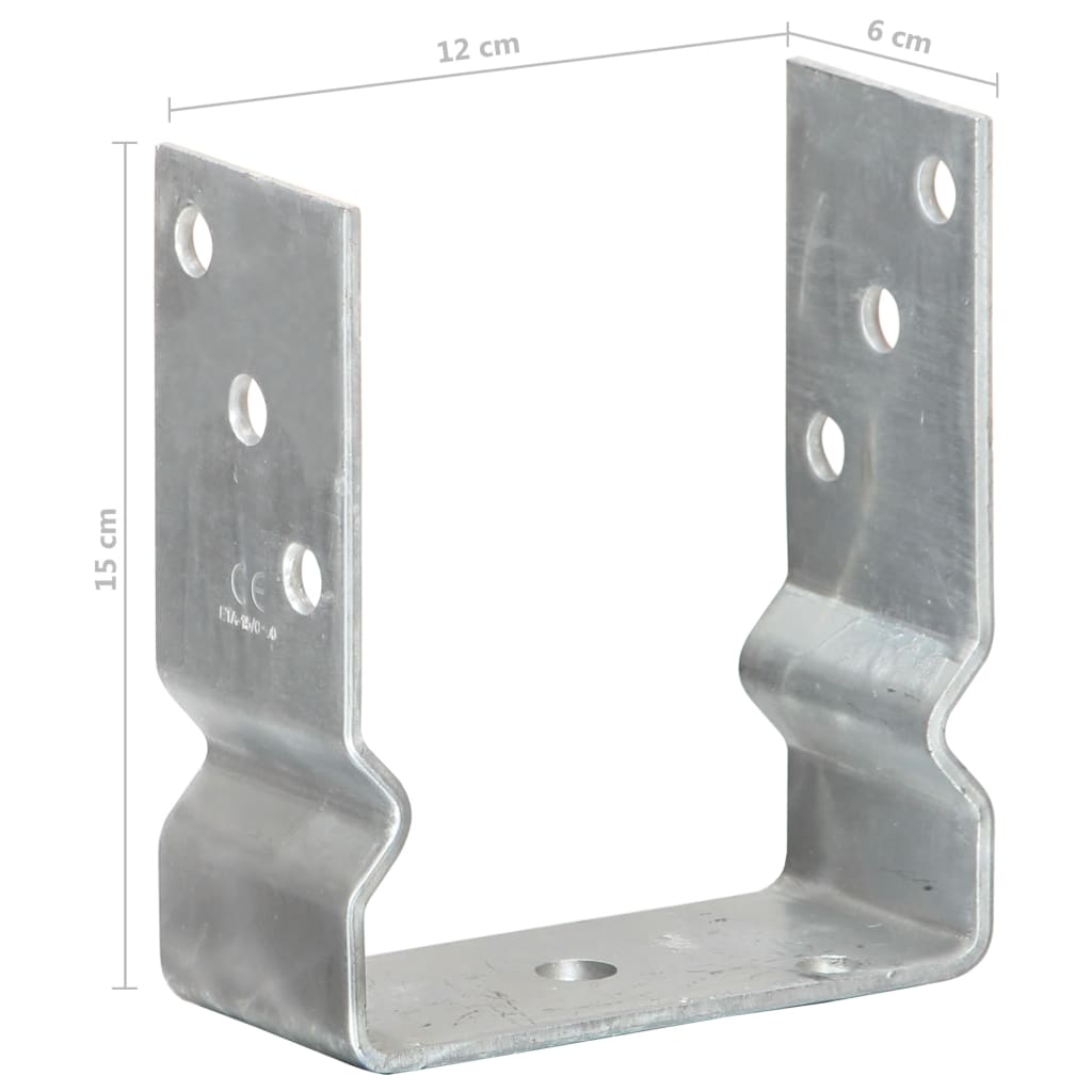 vidaXL Pfostenträger 6 Stk. Silbern 12×6×15 cm Verzinkter Stahl