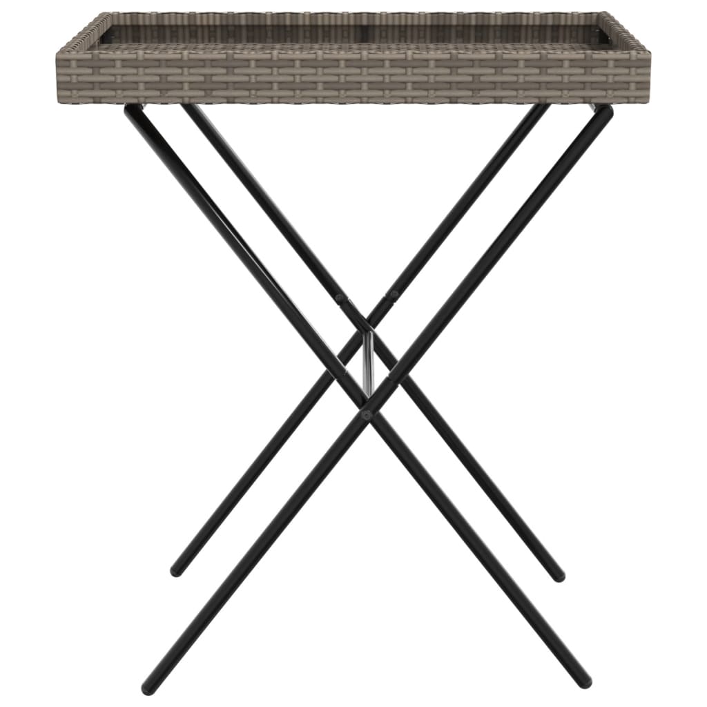 vidaXL Tabletttisch Klappbar Grau 65x40x75 cm Poly Rattan