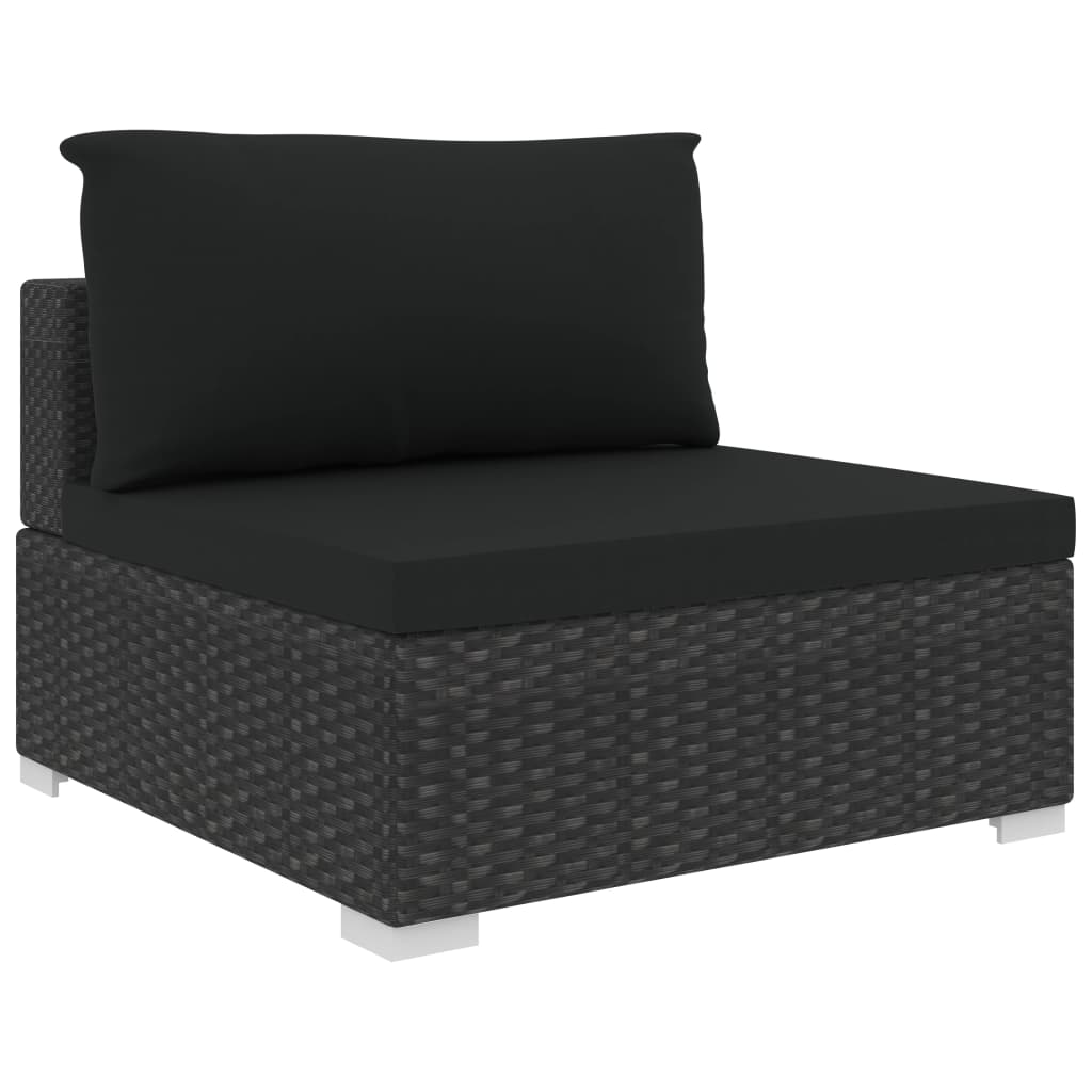 vidaXL 9-tlg. Garten-Lounge-Set mit Auflagen Poly Rattan Schwarz