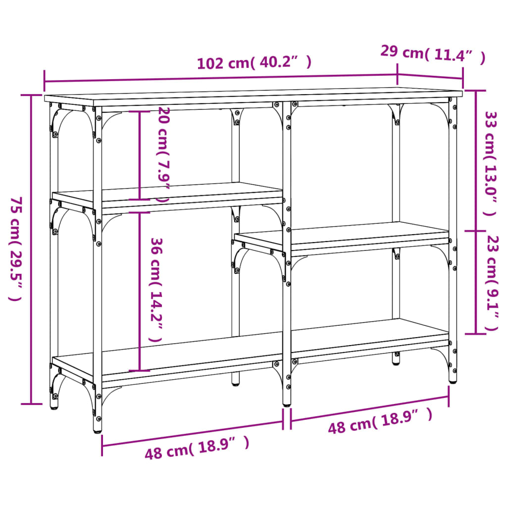 vidaXL Konsolentisch Räuchereiche 102x29x75 cm Holzwerkstoff