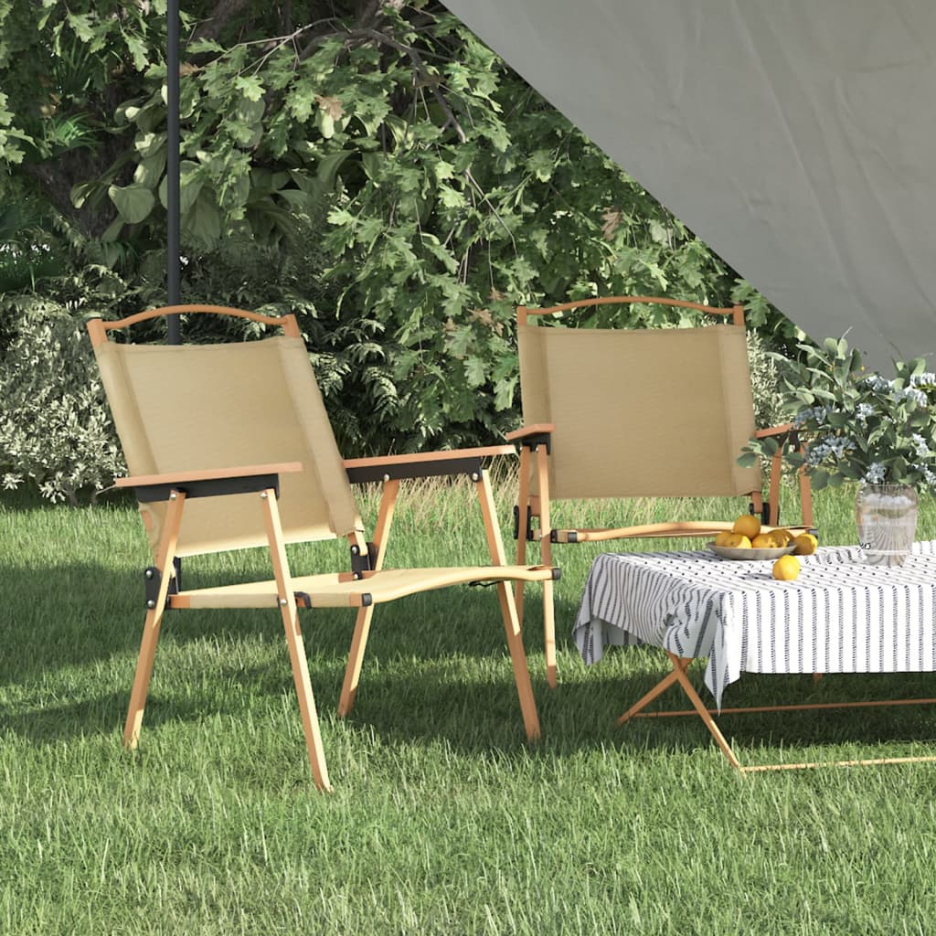 vidaXL Campingstühle 2 Stk. Beige 54x55x78 cm Oxford-Gewebe