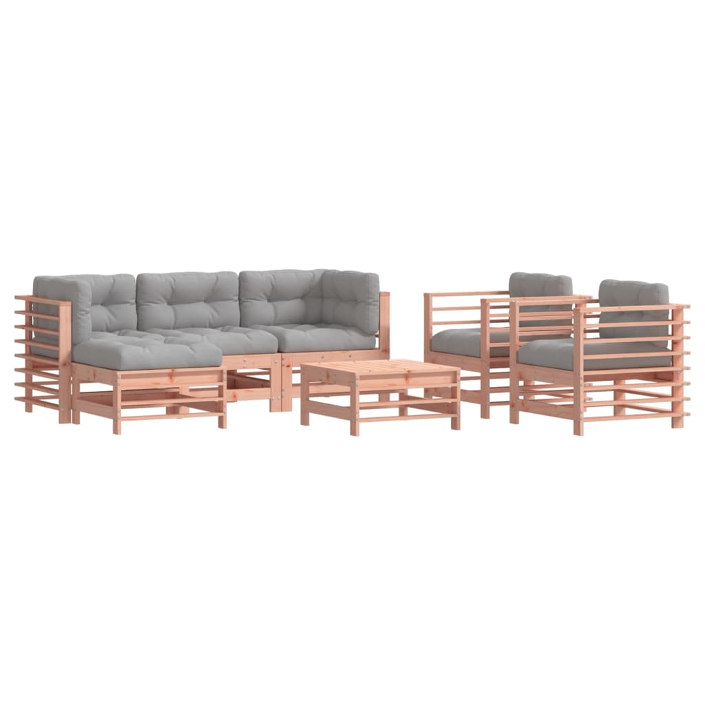 vidaXL 7-tlg. Garten-Lounge-Set mit Kissen Massivholz Douglasie