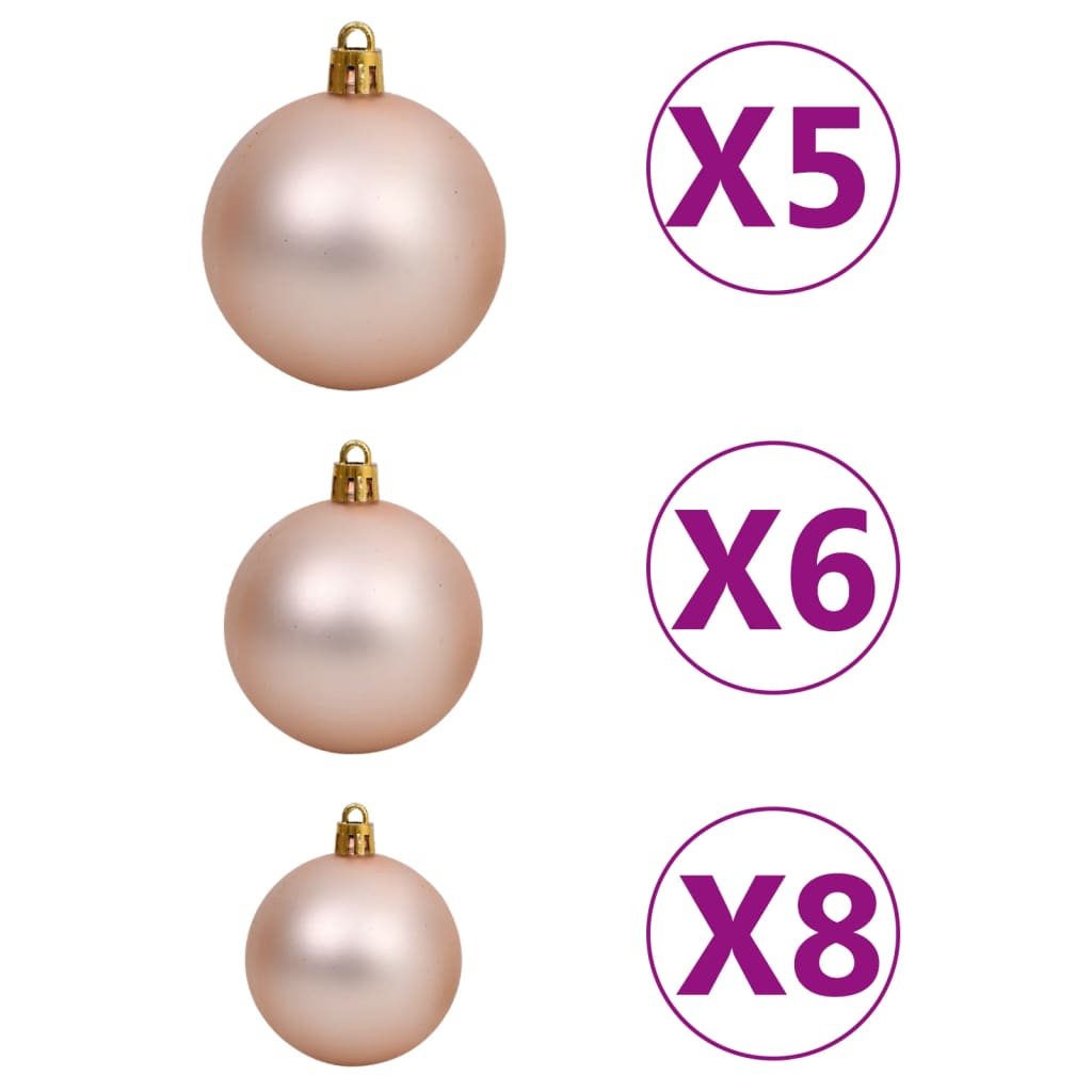 vidaXL Künstlicher Halb-Weihnachtsbaum Beleuchtung Kugeln Grün 120 cm