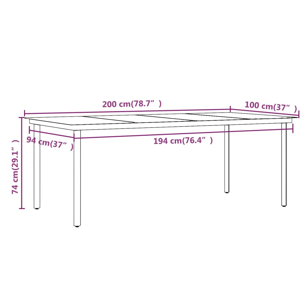 vidaXL 7-tlg. Garten-Essgruppe mit Auflagen Poly Rattan und Glas