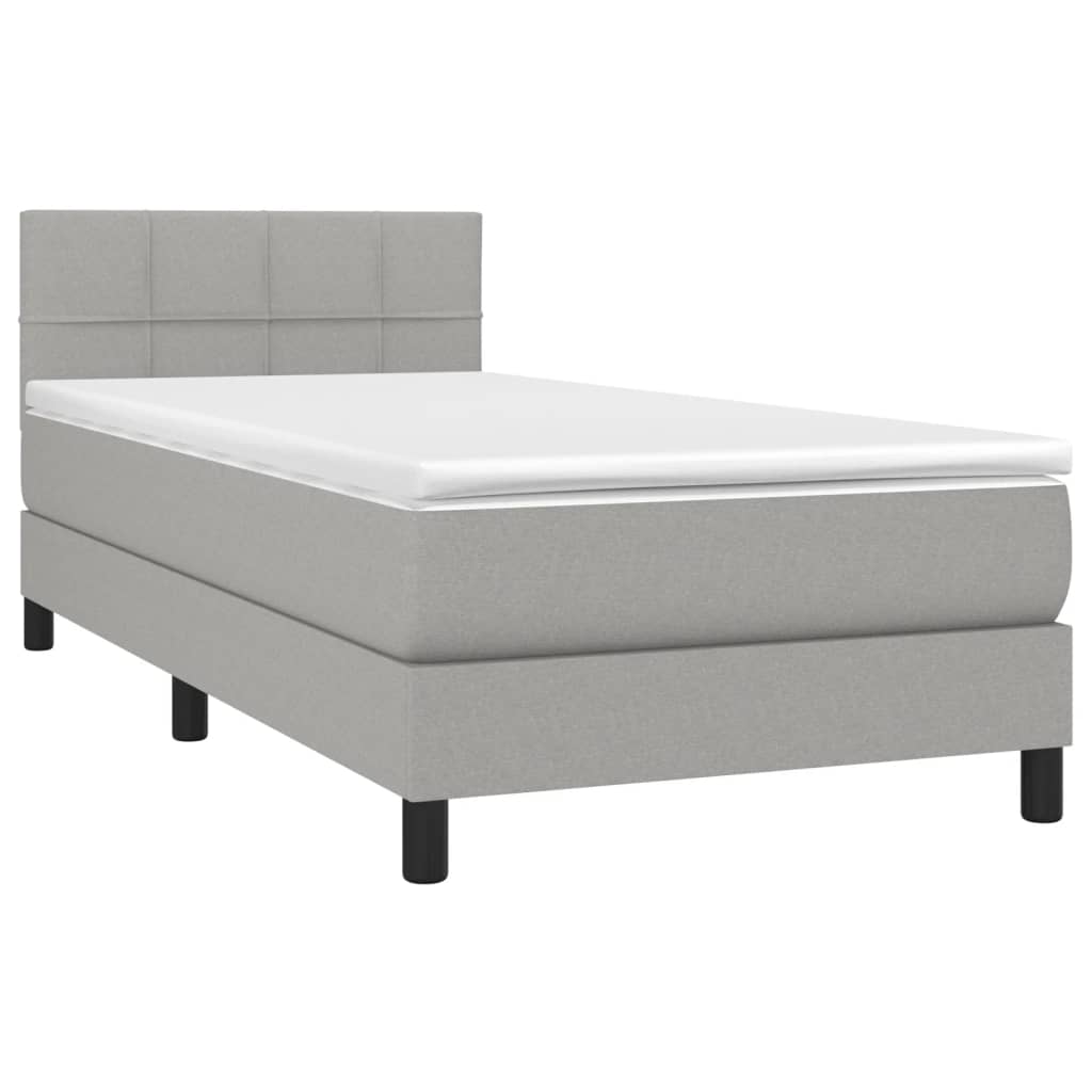 vidaXL Boxspringbett mit Matratze & LED Hellgrau 80x200 cm Stoff