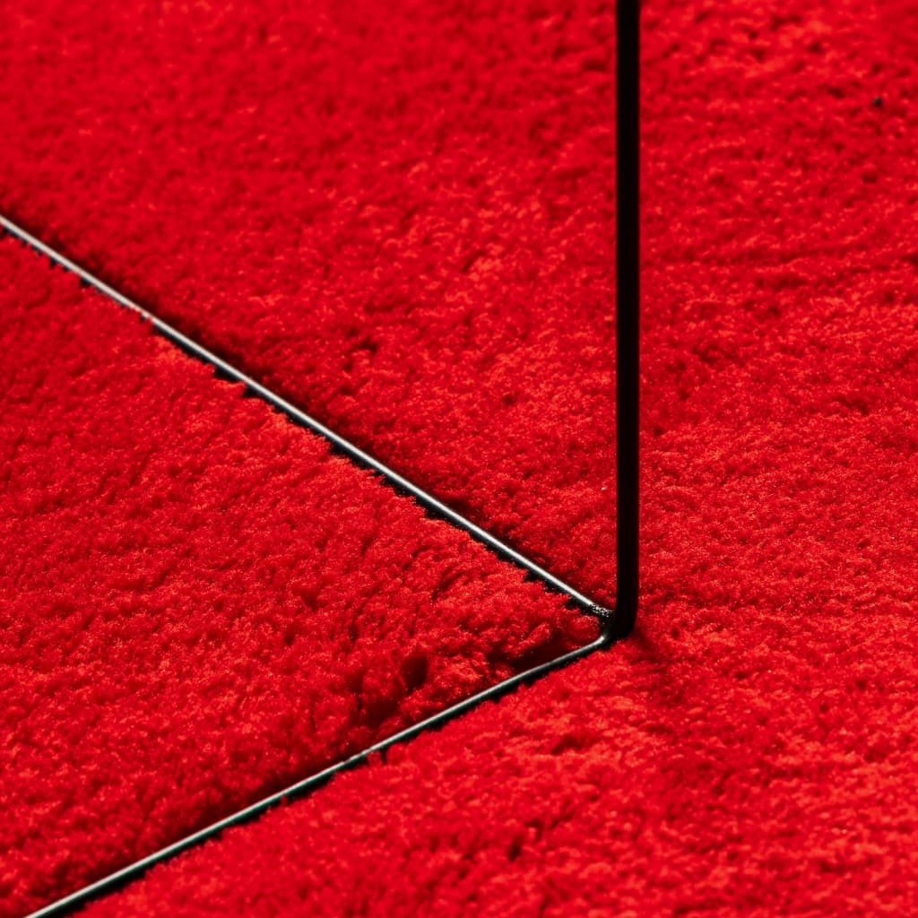 vidaXL Teppich HUARTE Kurzflor Weich und Waschbar Rot Ø 120 cm