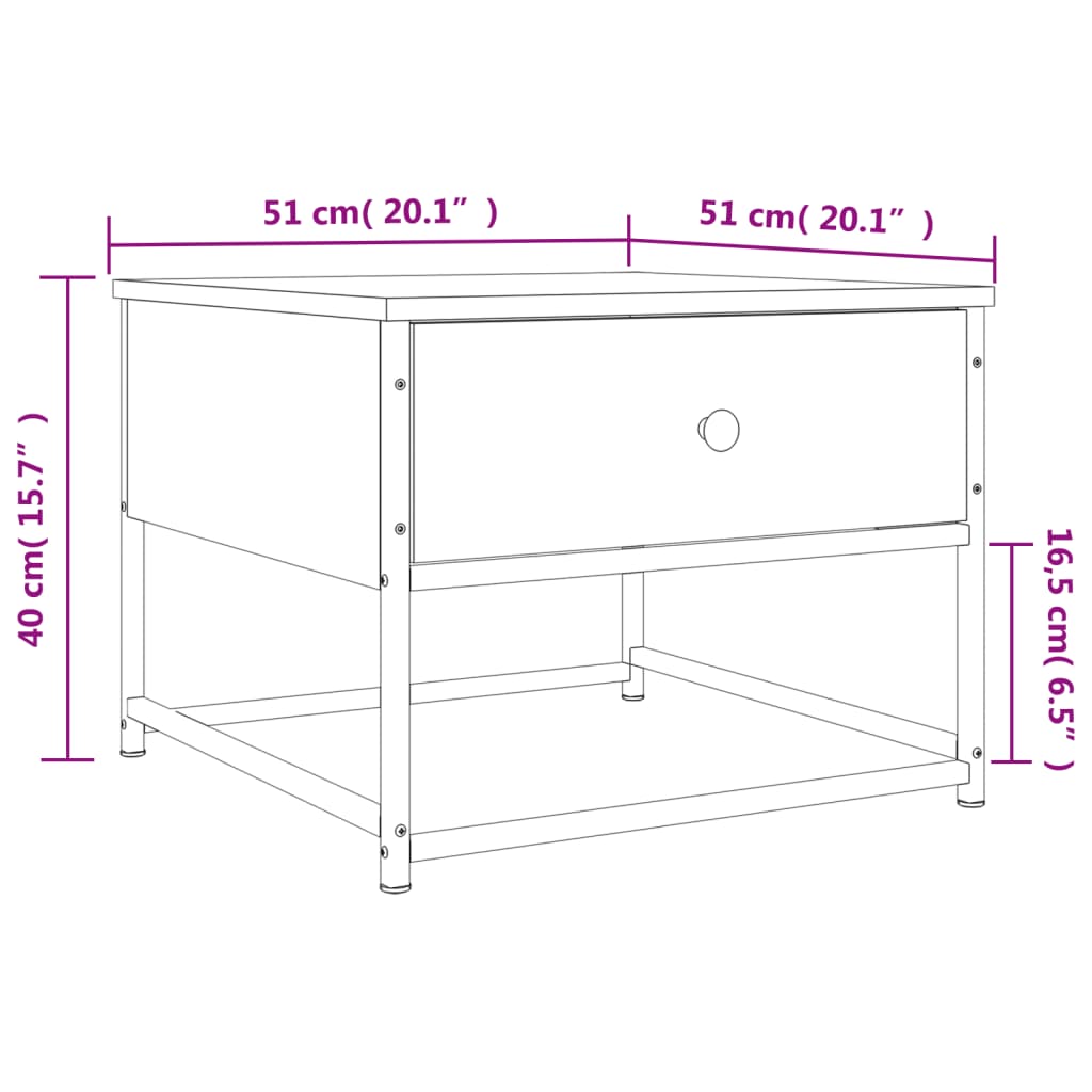 vidaXL Couchtisch Grau Sonoma 51x51x40 cm Holzwerkstoff