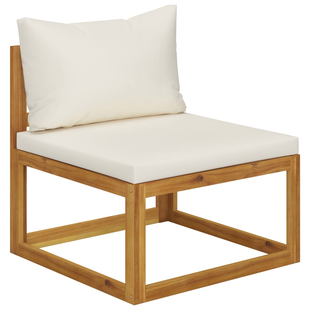 vidaXL 3-tlg. Garten-Lounge-Set mit Creme-Kissen Massivholz Akazie