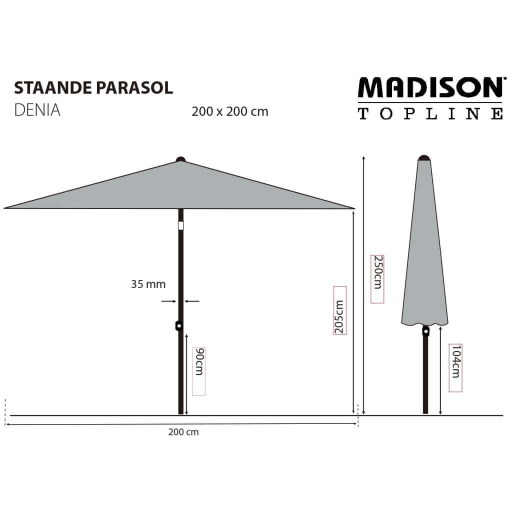 Madison Sonnenschirm Denia 200x200 cm Taupe