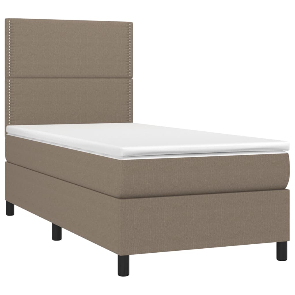 vidaXL Boxspringbett mit Matratze & LED Taupe 100x200 cm Stoff