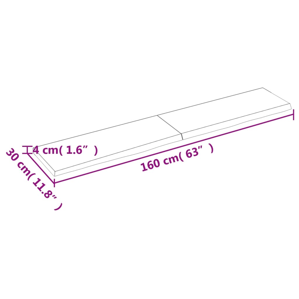 vidaXL Waschtischplatte Dunkelbraun 160x30x(2-4)cm Massivholz