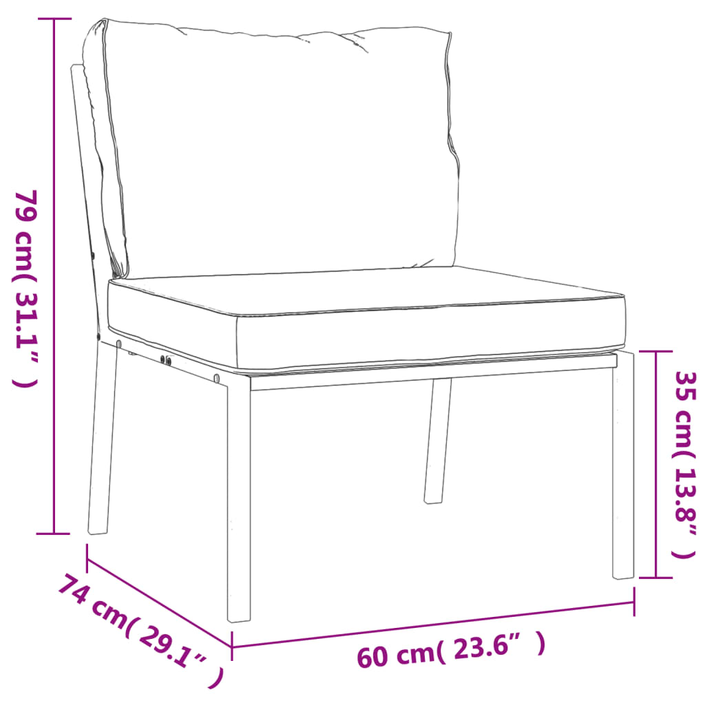 vidaXL 11-tlg. Garten-Lounge-Set mit Grauen Kissen Stahl