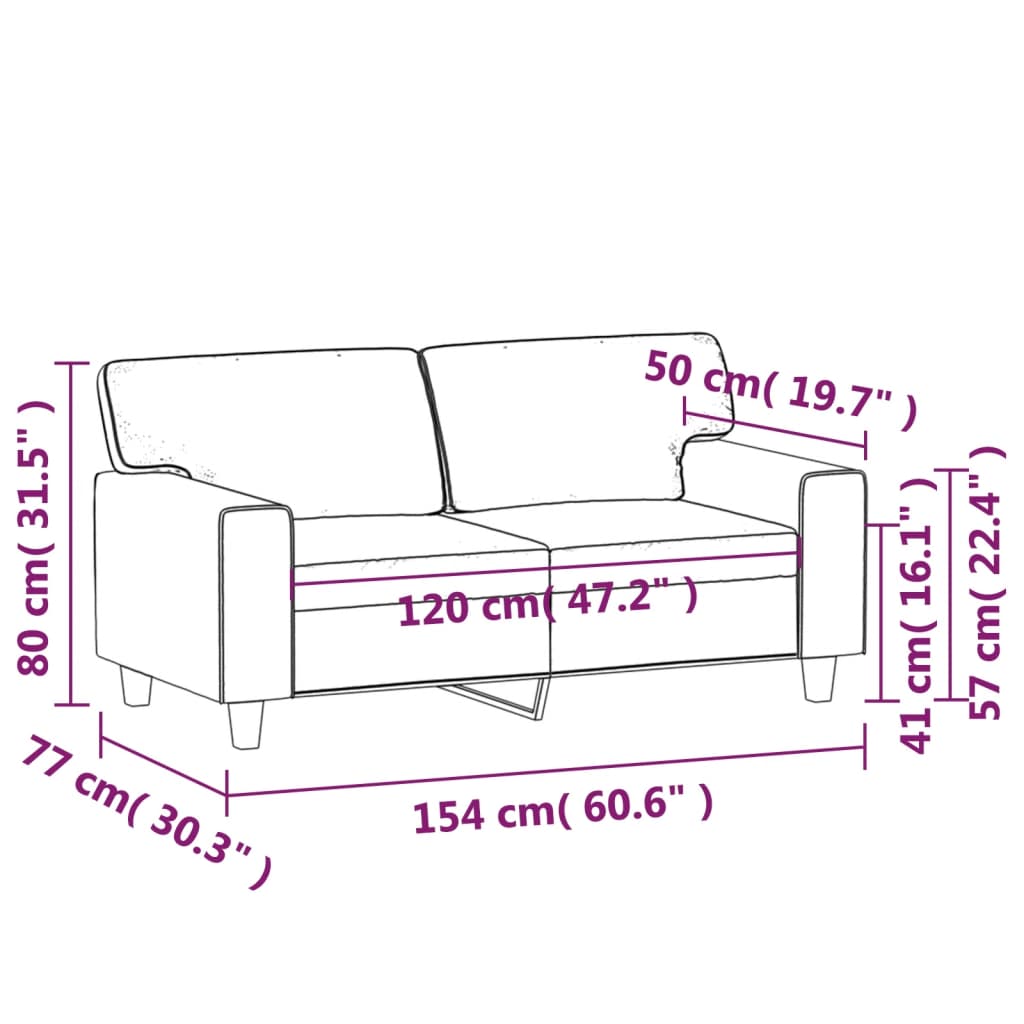 vidaXL 2-Sitzer-Sofa Schwarz 120 cm Kunstleder