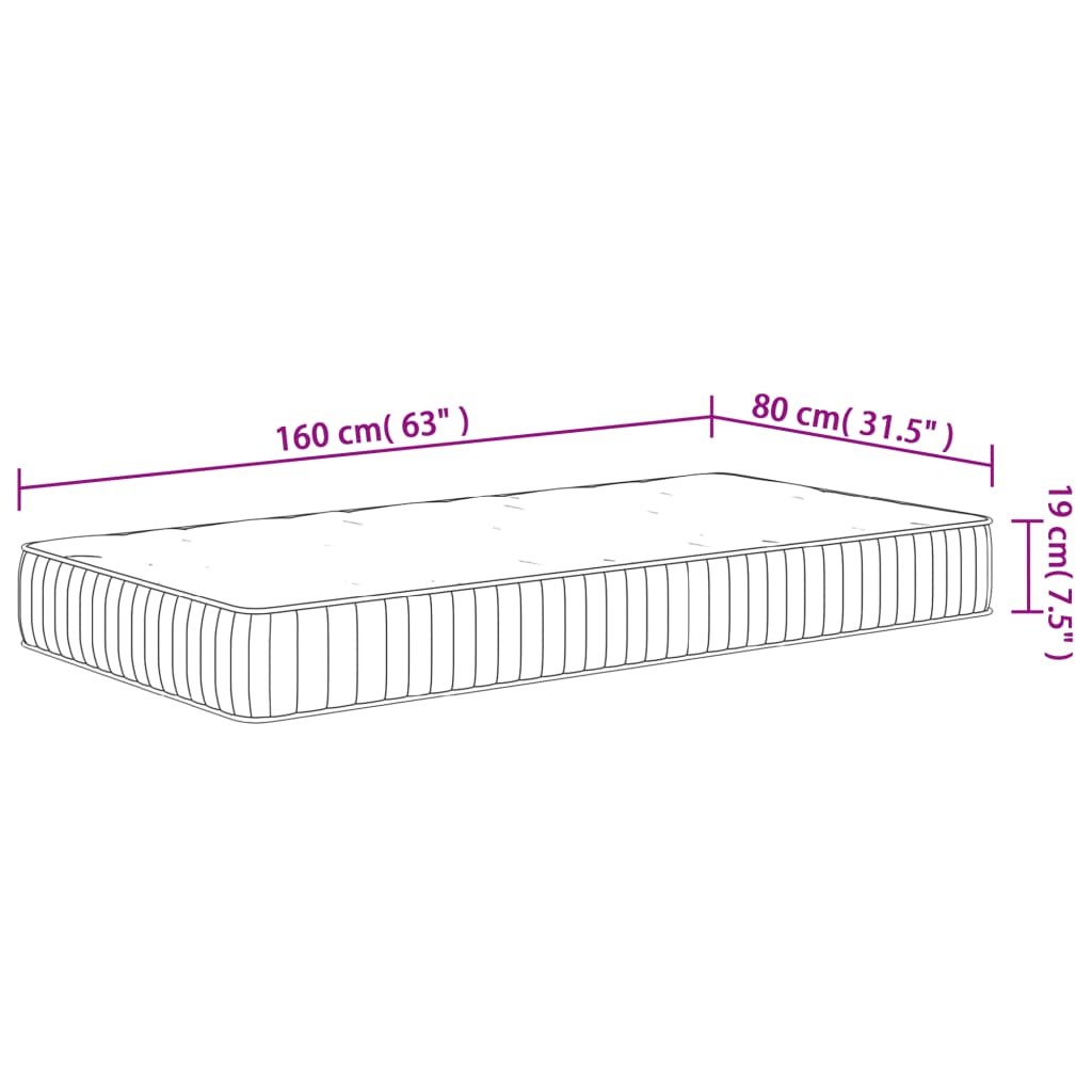 vidaXL Kindermatratze Taschenfederkern Mittel 80x160 cm