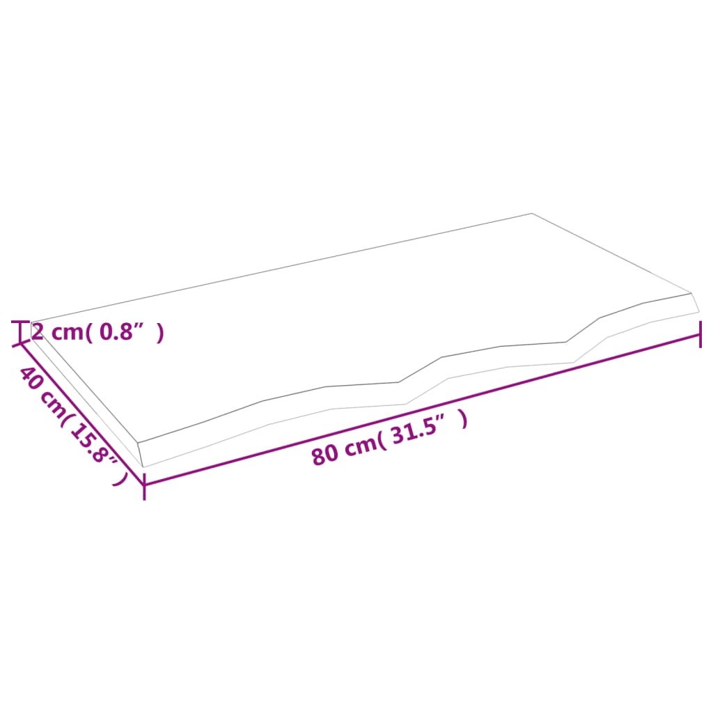 vidaXL Tischplatte Hellbraun 80x40x2 cm Massivholz Eiche Behandelt