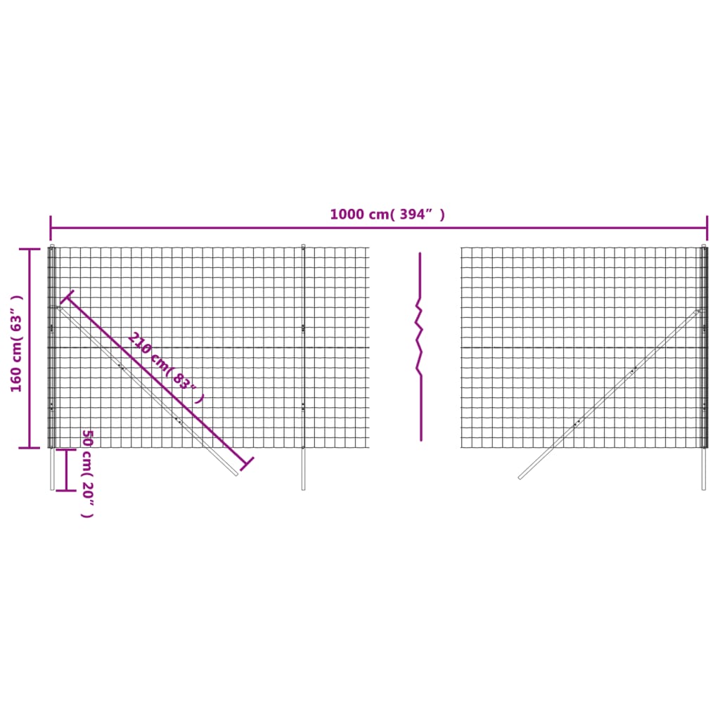 vidaXL Maschendrahtzaun Grün 1,6x10 m Verzinkter Stahl