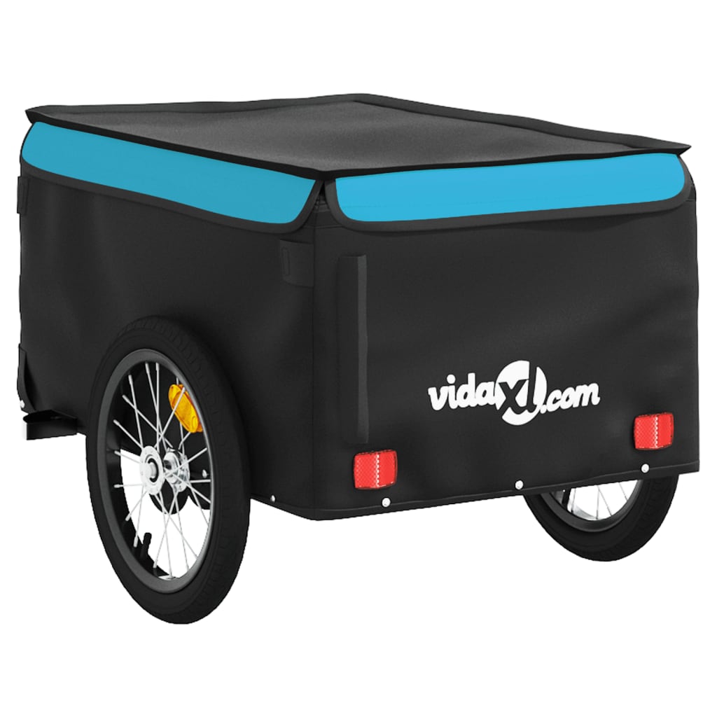 vidaXL Fahrradanhänger Schwarz und Blau 45 kg Eisen