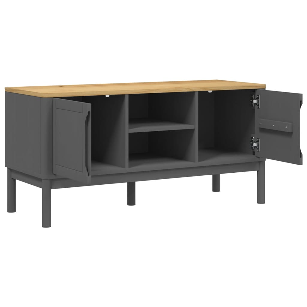 vidaXL TV-Schrank FLORO Grau 114x43x55 cm Massivholz Kiefer