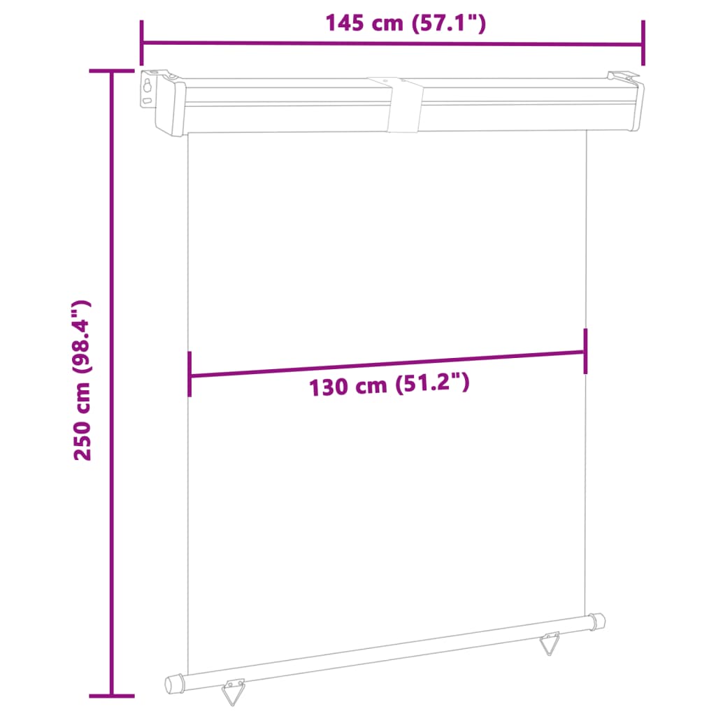 vidaXL Balkon-Seitenmarkise 145x250 cm Rot