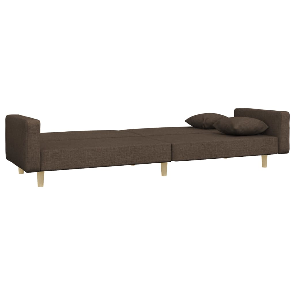 vidaXL Schlafsofa 2-Sitzer mit 2 Kissen Taupe Stoff