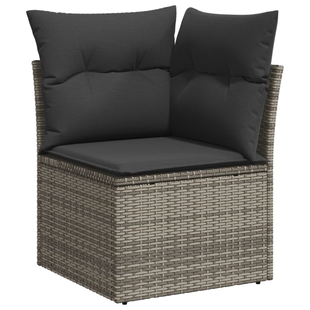 vidaXL 5-tlg. Garten-Sofagarnitur mit Kissen Grau Poly Rattan