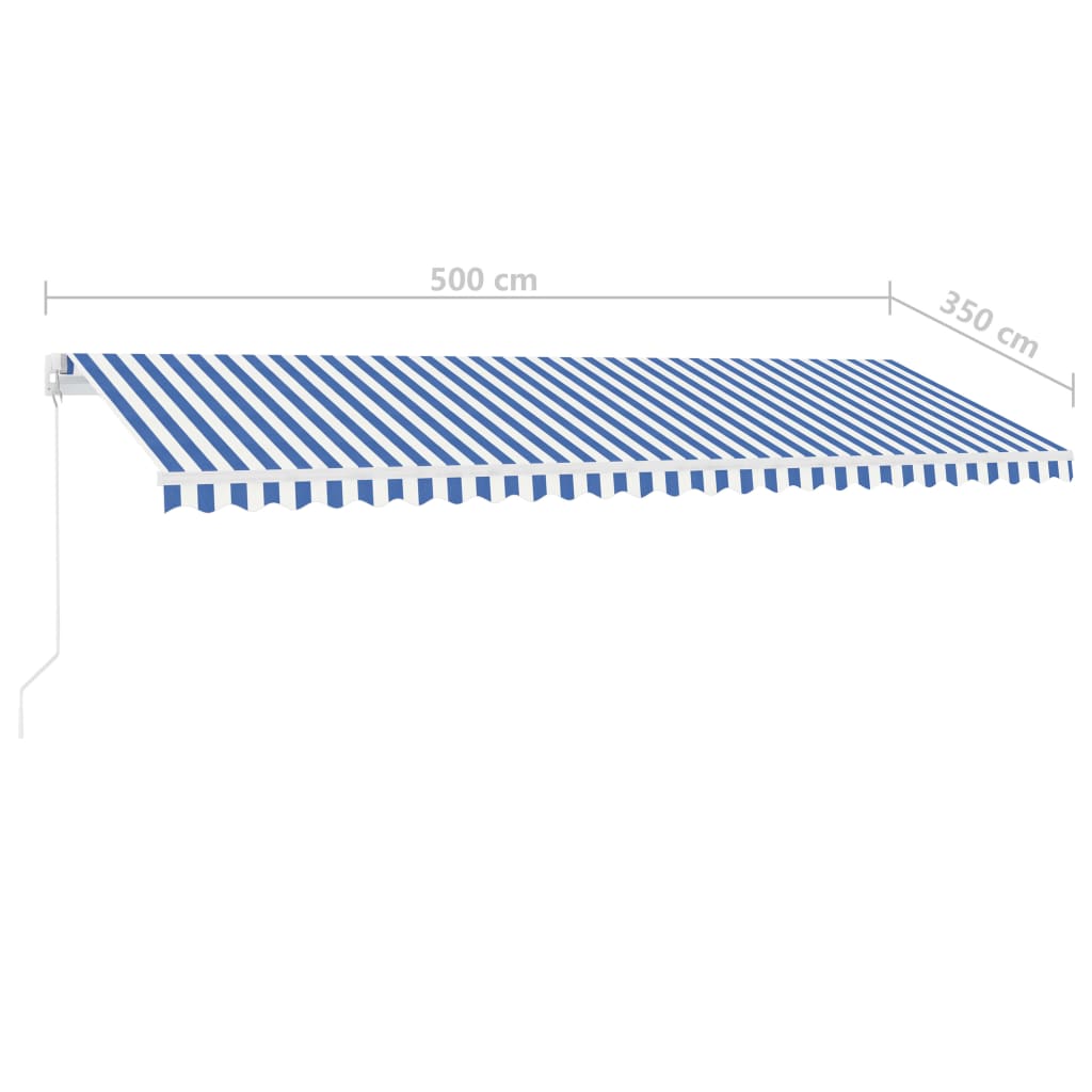 vidaXL Standmarkise Manuell Einziehbar 500x350 cm Blau/Weiß