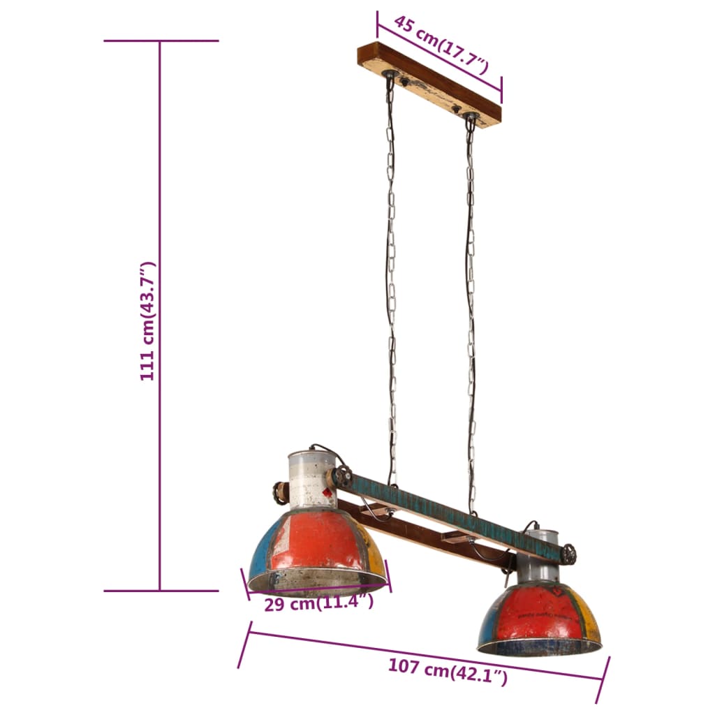 vidaXL Hängelampe Industrie-Stil 25 W Mehrfarbig 111 cm E27