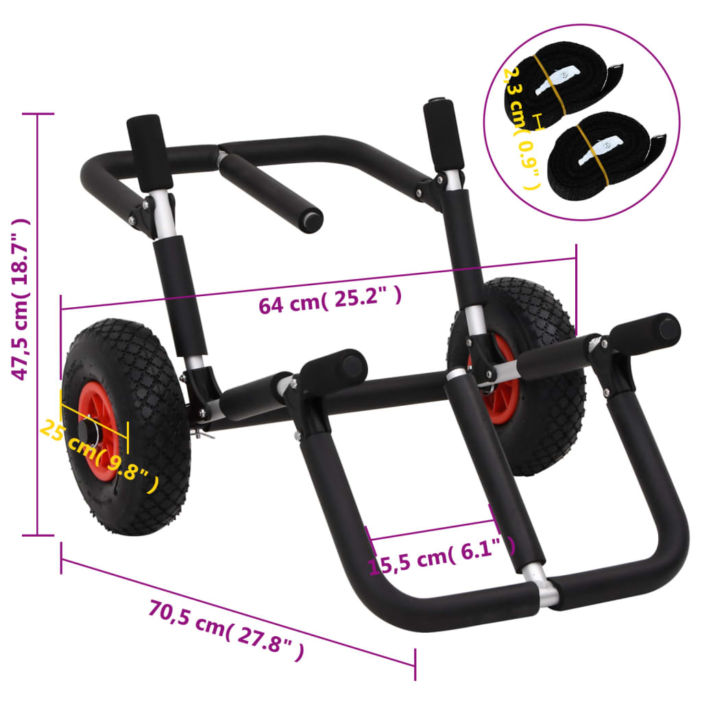 vidaXL Kajak-Trolley Klappbar 90 kg Aluminium