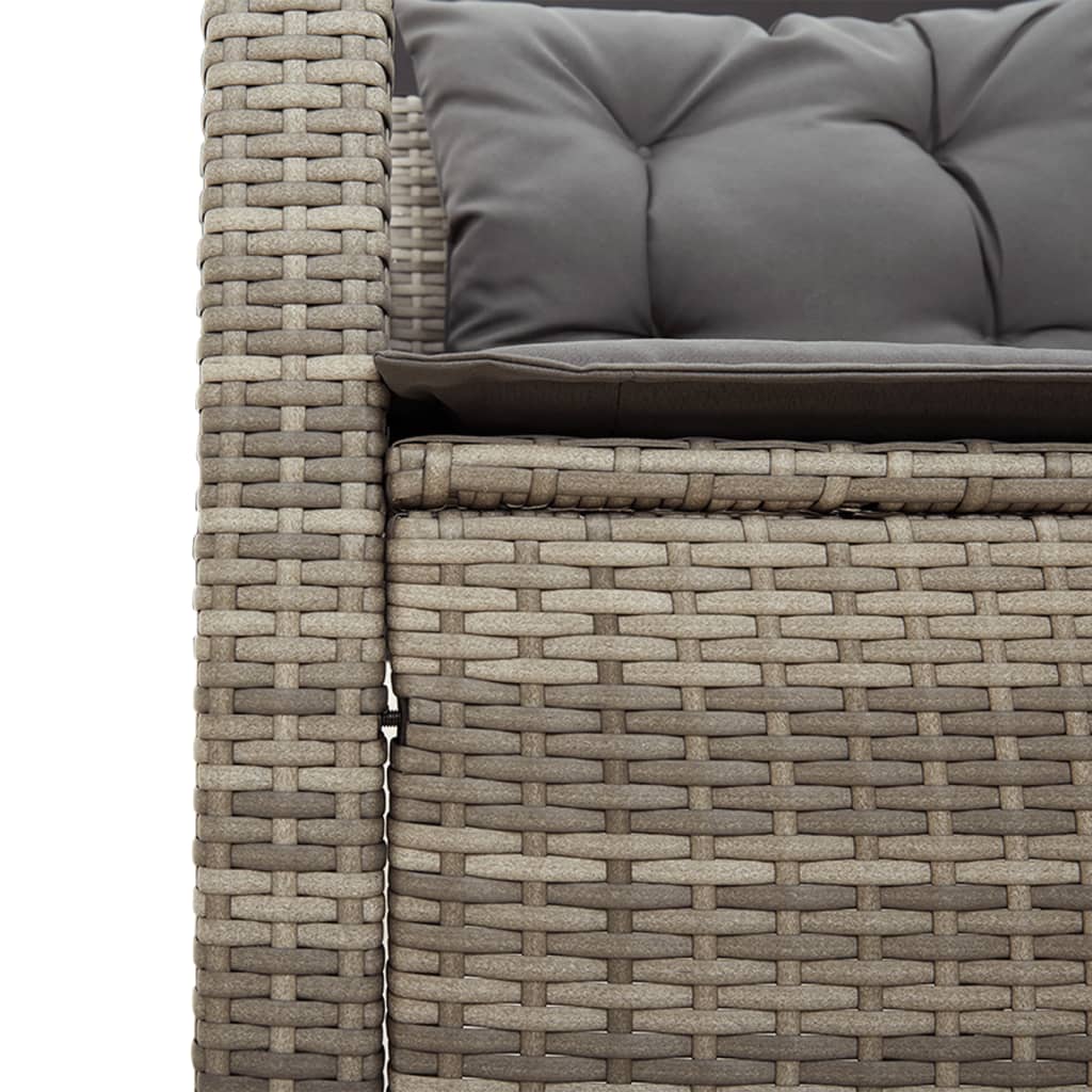 vidaXL Gartensofa in L-Form mit Tisch und Kissen Grau Poly Rattan