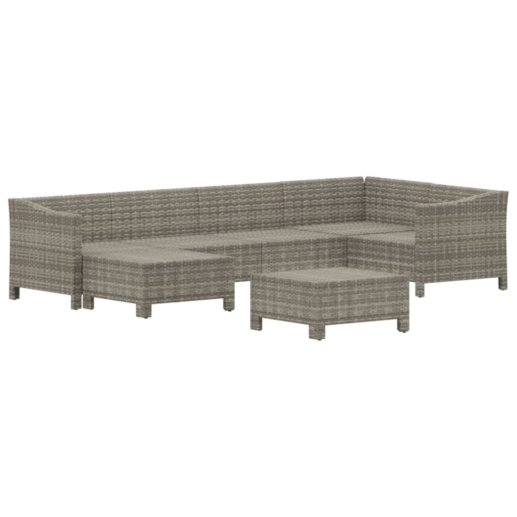 vidaXL 7-tlg. Garten-Lounge-Set mit Kissen Grau Poly Rattan