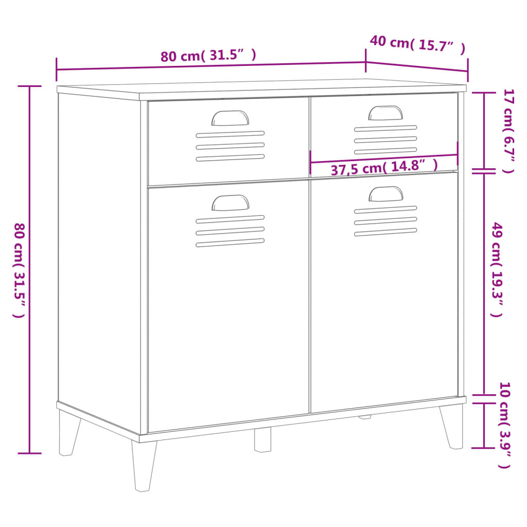 vidaXL Sideboard VIKEN Weiß 80x40x80 cm Holzwerkstoff