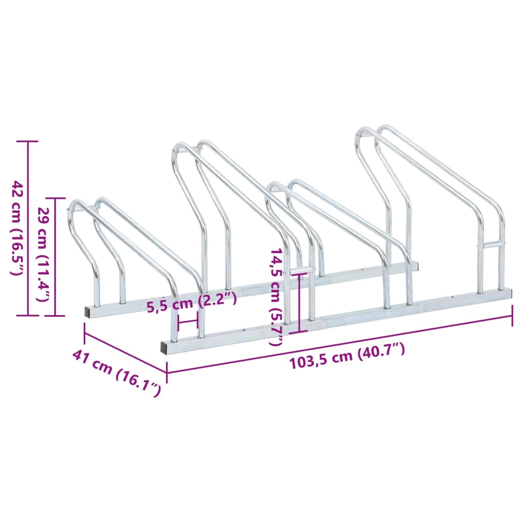 vidaXL Fahrradständer für 4 Fahrräder Freistehend Verzinkter Stahl