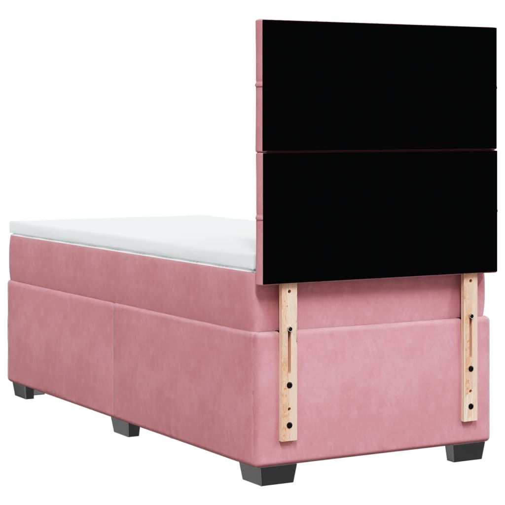 vidaXL Boxspringbett mit Matratze Rosa 80x200 cm Samt