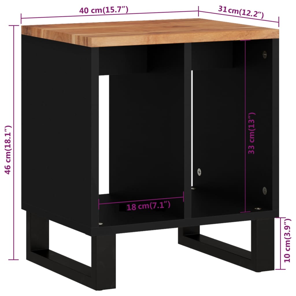 vidaXL Beistelltisch 40x31x46 cm Massivholz Akazie & Holzwerkstoff