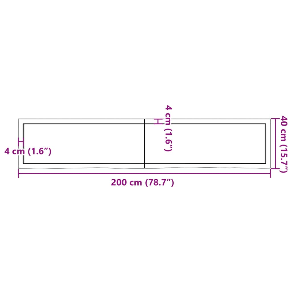 vidaXL Tischplatte 200x40x(2-4) cm Massivholz Eiche Unbehandelt