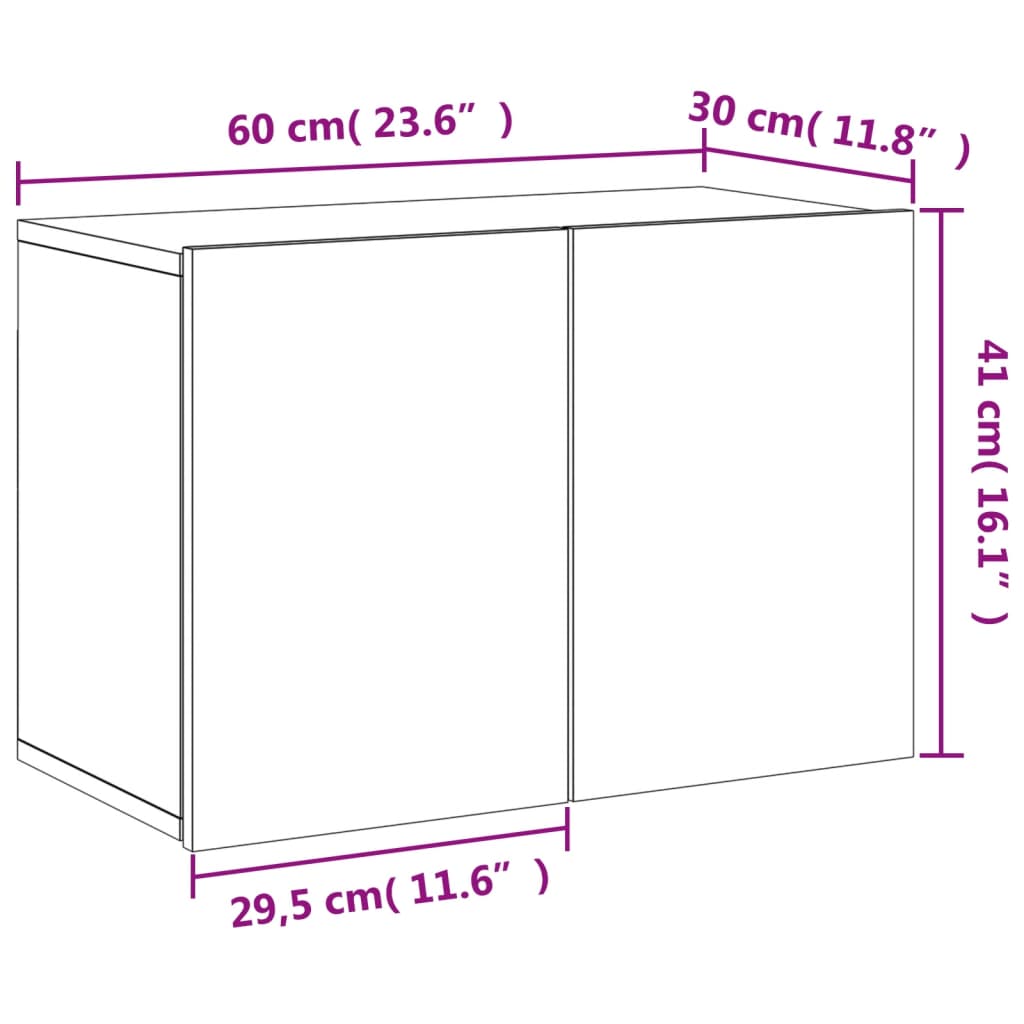 vidaXL TV-Wandschrank Sonoma-Eiche 60x30x41 cm